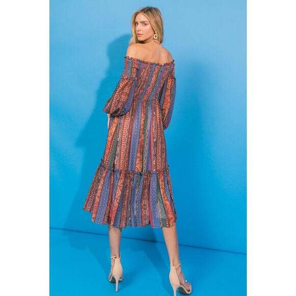 Flying Tomato Boho Cottagecore Long Sleeve Midi Dress – Smocked Waist – Size M - Picture 3 of 14